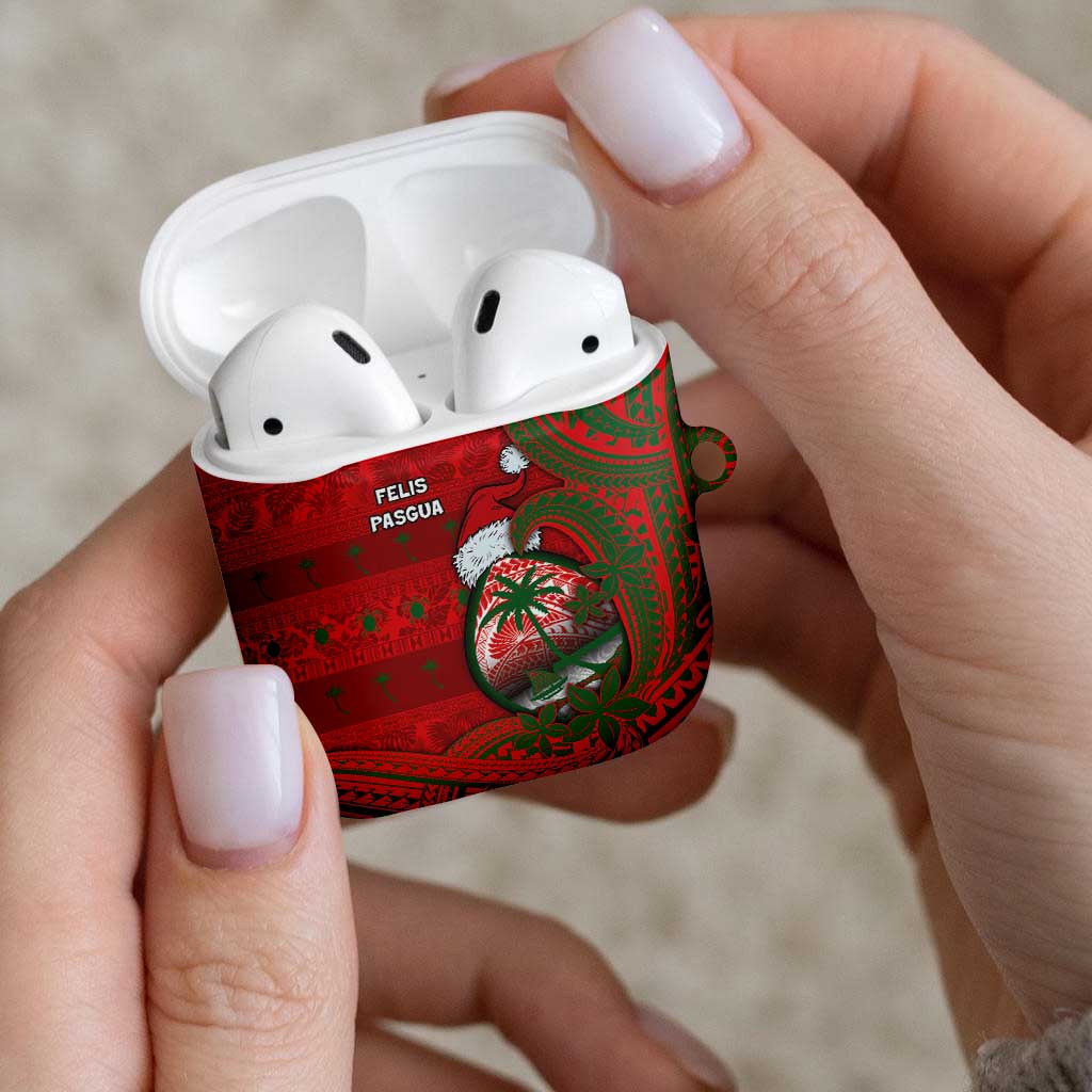 Guam Christmas AirPods Case Chamorro Seal Hat Santa Tribal Waves - Polynesian Pride