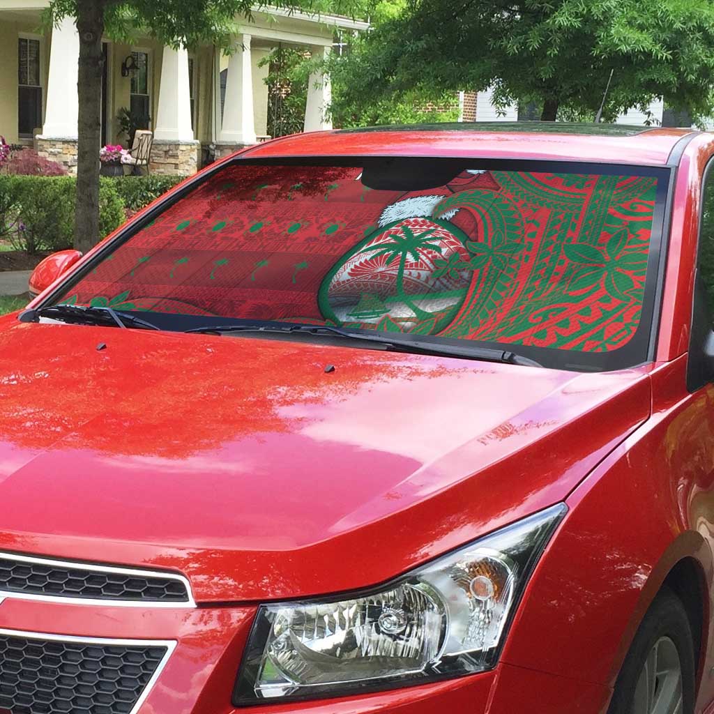 Guam Christmas Auto Sun Shade Chamorro Seal Hat Santa Tribal Waves - Polynesian Pride