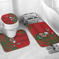 Guam Christmas Bathroom Set Chamorro Seal Hat Santa Tribal Waves DT05 Mat Set Only (3 pcs) One Size Red - Polynesian Pride