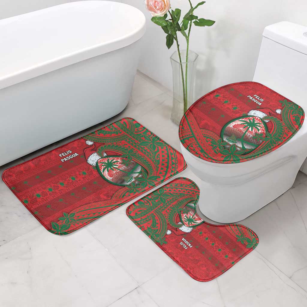 Guam Christmas Bathroom Set Chamorro Seal Hat Santa Tribal Waves DT05 - Polynesian Pride