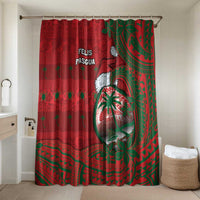 Guam Christmas Bathroom Set Chamorro Seal Hat Santa Tribal Waves DT05 Shower Curtain Only Red - Polynesian Pride