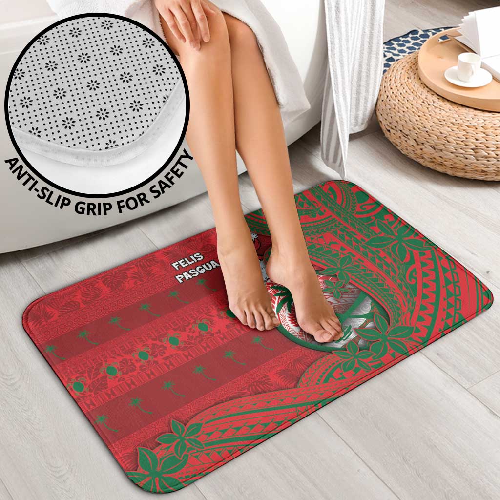 Guam Christmas Bathroom Set Chamorro Seal Hat Santa Tribal Waves DT05 - Polynesian Pride