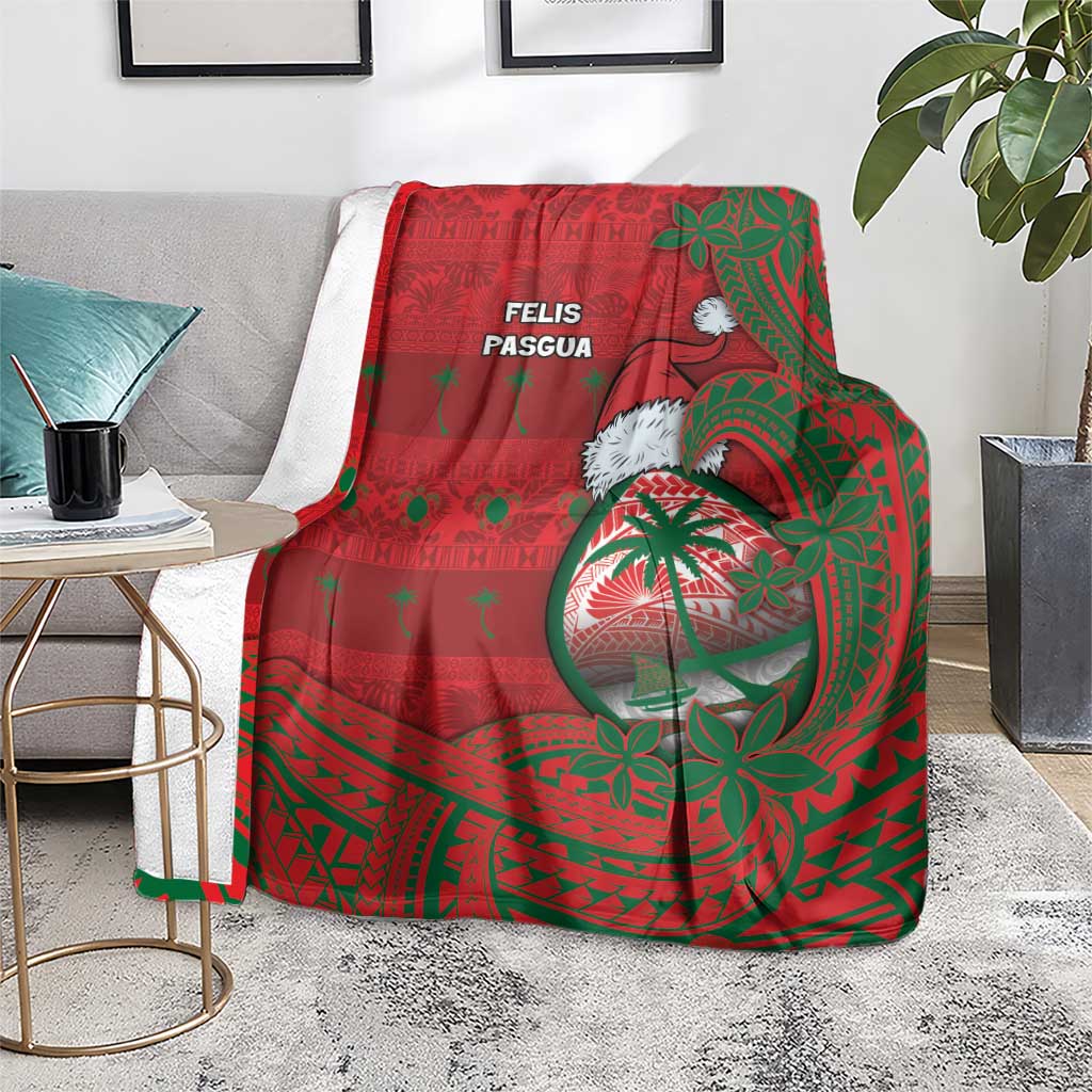 Guam Christmas Blanket Chamorro Seal Hat Santa Tribal Waves - Polynesian Pride