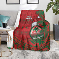 Guam Christmas Blanket Chamorro Seal Hat Santa Tribal Waves - Polynesian Pride