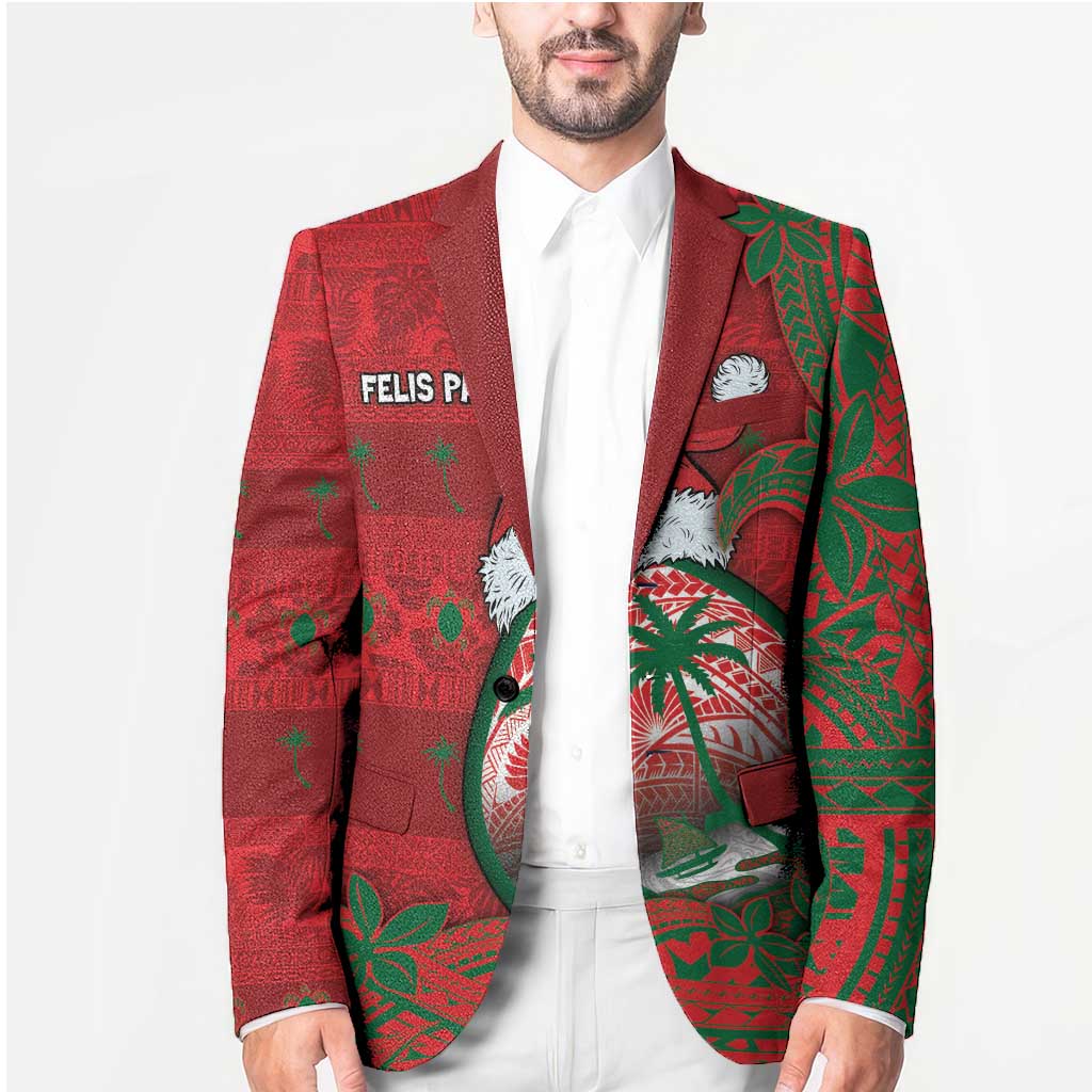 Guam Christmas Blazer Chamorro Seal Hat Santa Tribal Waves - Polynesian Pride