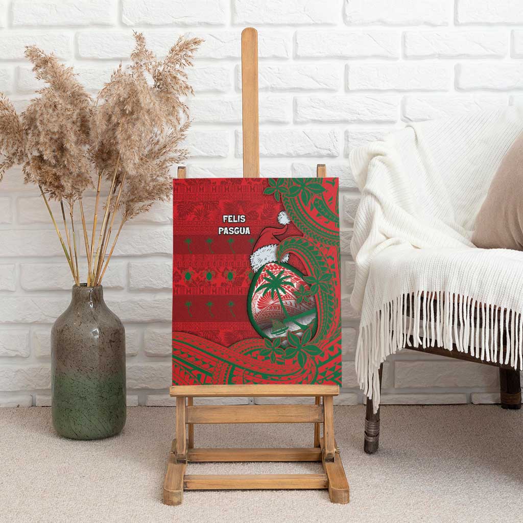 Guam Christmas Canvas Wall Art Chamorro Seal Hat Santa Tribal Waves - Polynesian Pride