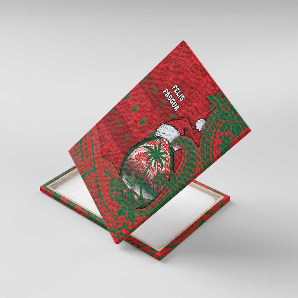 Guam Christmas Canvas Wall Art Chamorro Seal Hat Santa Tribal Waves - Polynesian Pride