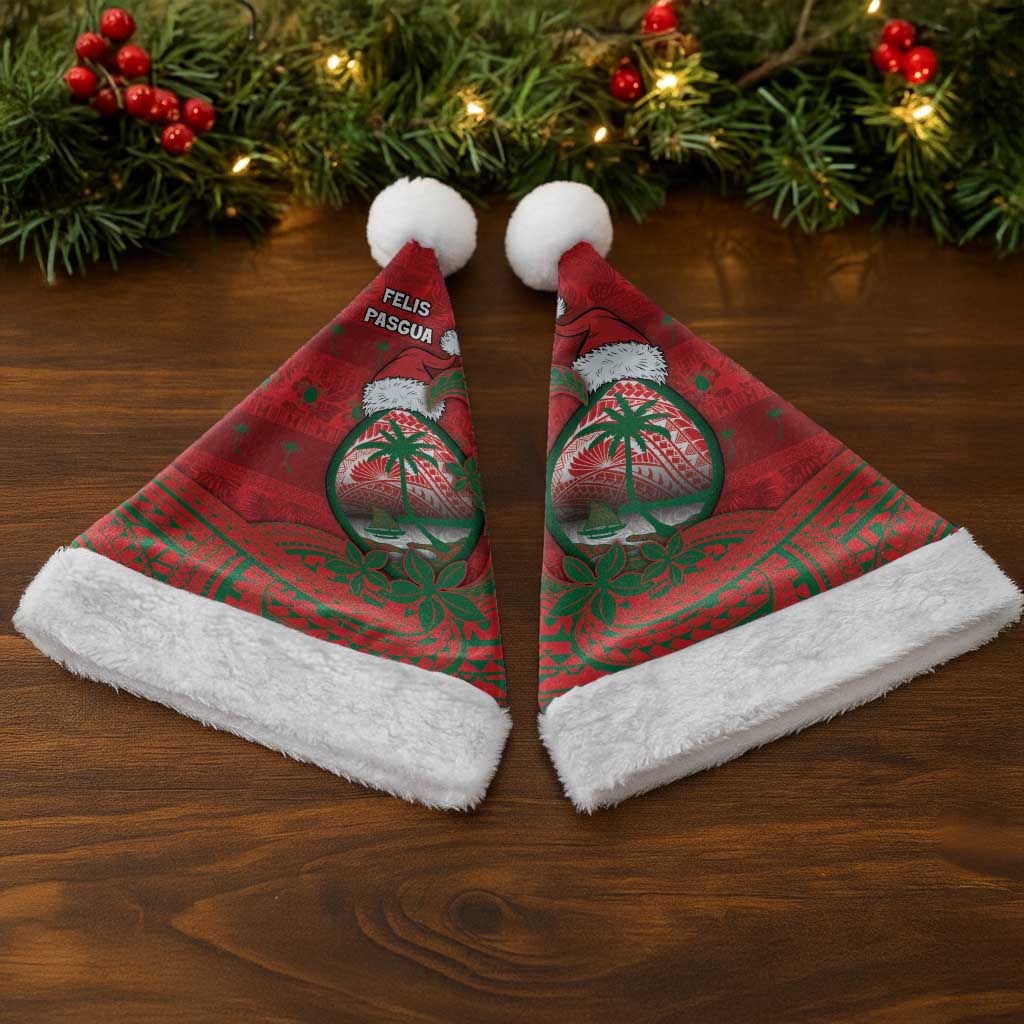 Guam Christmas Santa Hat Chamorro Seal Hat Santa Tribal Waves - Polynesian Pride