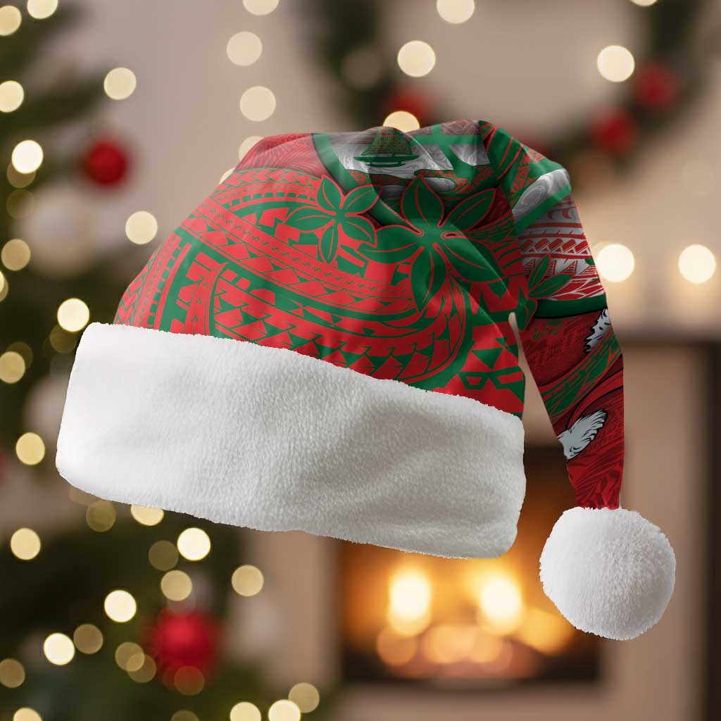 Guam Christmas Santa Hat Chamorro Seal Hat Santa Tribal Waves - Polynesian Pride