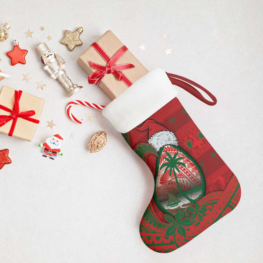 Guam Christmas Stocking Chamorro Seal Hat Santa Tribal Waves - Polynesian Pride