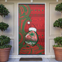 Guam Christmas Door Cover Chamorro Seal Hat Santa Tribal Waves DT05 Red - Polynesian Pride