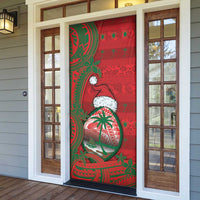 Guam Christmas Door Cover Chamorro Seal Hat Santa Tribal Waves DT05 - Polynesian Pride