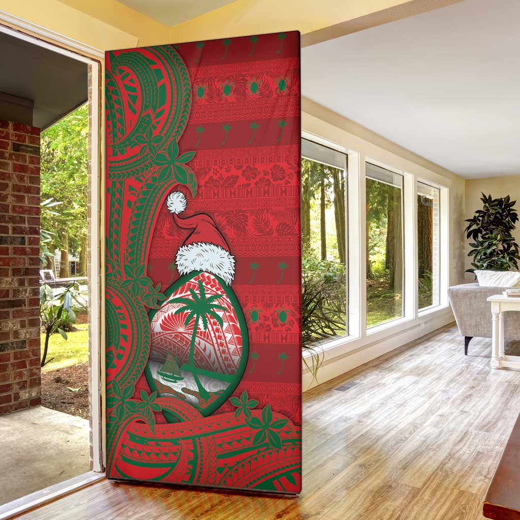 Guam Christmas Door Cover Chamorro Seal Hat Santa Tribal Waves DT05 - Polynesian Pride
