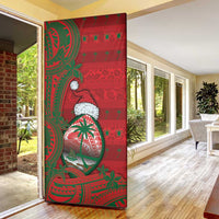 Guam Christmas Door Cover Chamorro Seal Hat Santa Tribal Waves DT05 - Polynesian Pride