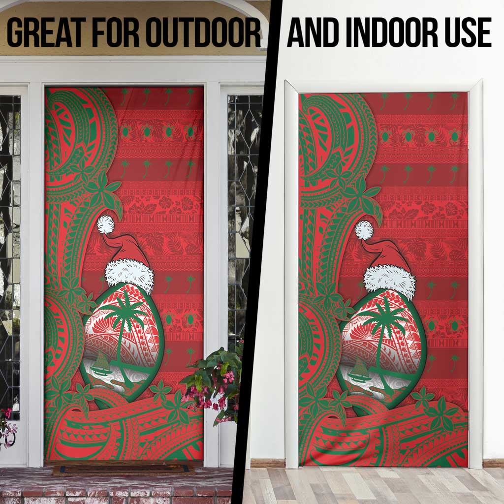 Guam Christmas Door Cover Chamorro Seal Hat Santa Tribal Waves DT05 - Polynesian Pride