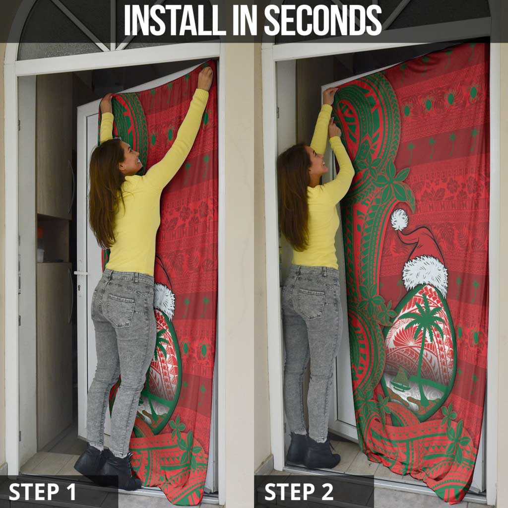 Guam Christmas Door Cover Chamorro Seal Hat Santa Tribal Waves DT05 - Polynesian Pride