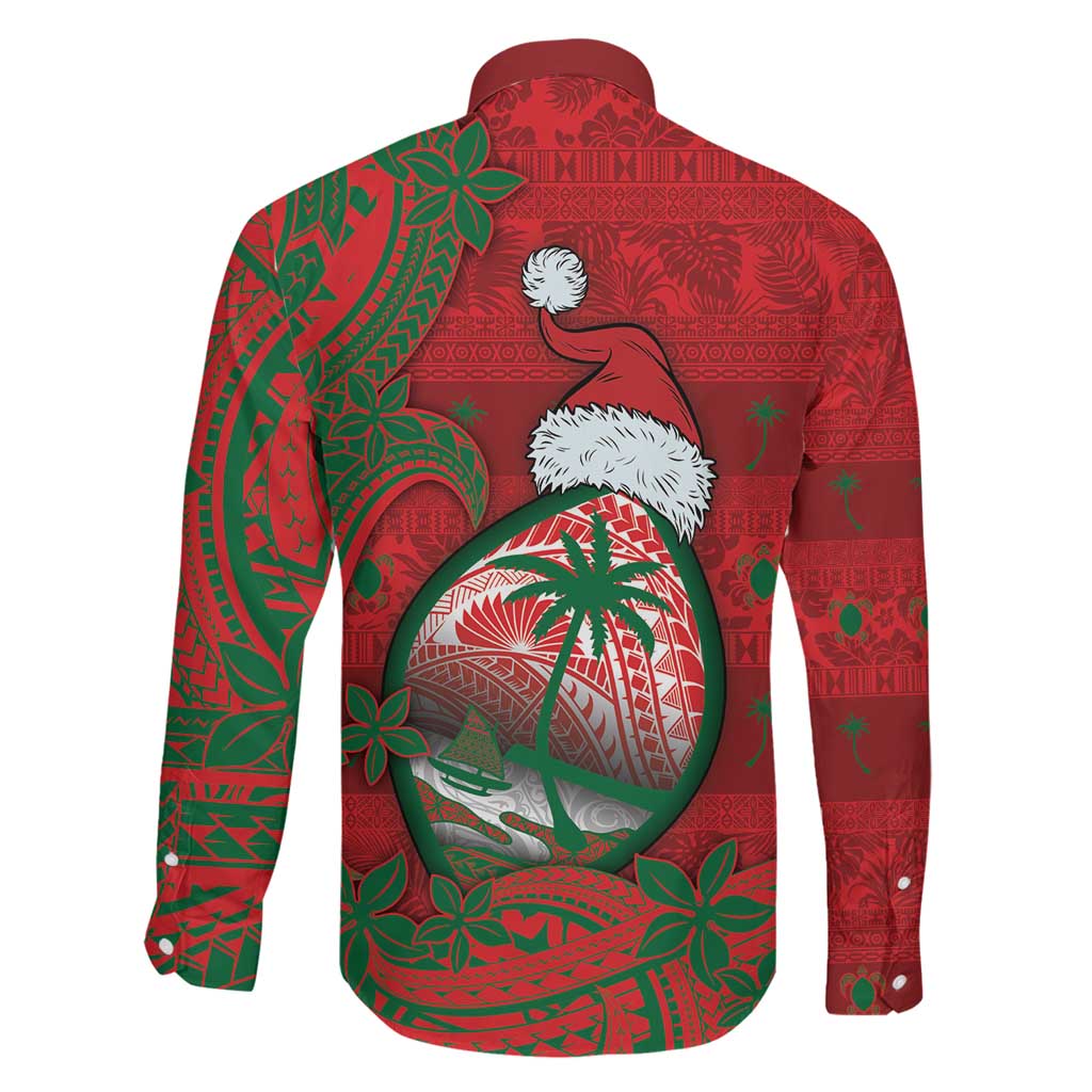 Guam Christmas Family Matching Puletasi and Hawaiian Shirt Chamorro Seal Hat Santa Tribal Waves DT05 - Polynesian Pride