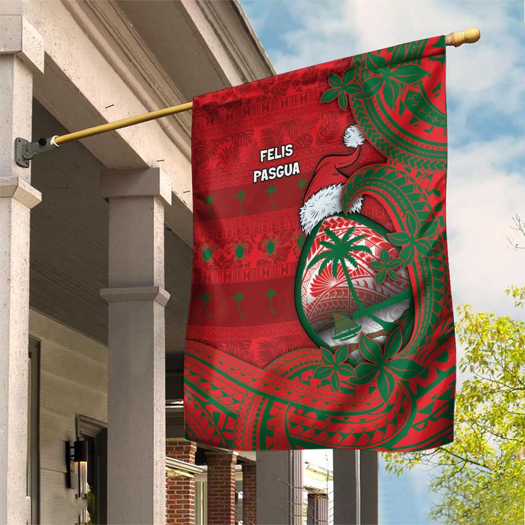 Guam Christmas Garden Flag Chamorro Seal Hat Santa Tribal Waves - Polynesian Pride