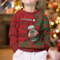 Guam Christmas Kid Ugly Christmas Sweater Chamorro Seal Hat Santa Tribal Waves - Polynesian Pride