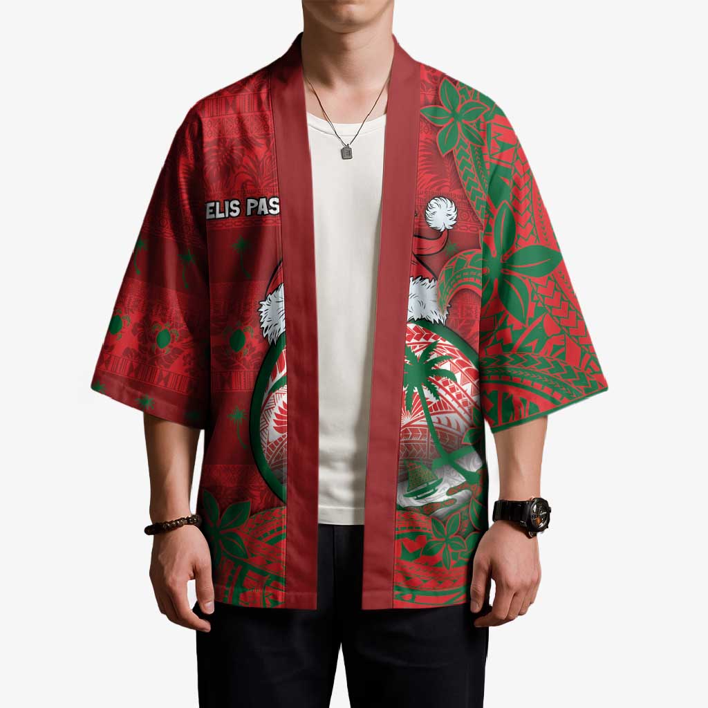 Guam Christmas Kimono Chamorro Seal Hat Santa Tribal Waves - Polynesian Pride