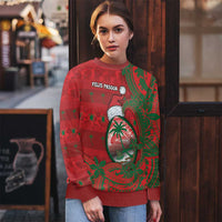 Guam Christmas Ugly Christmas Sweater Chamorro Seal Hat Santa Tribal Waves - Polynesian Pride