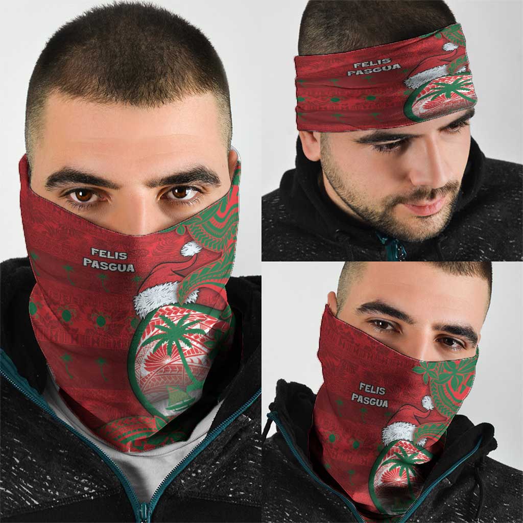 Guam Christmas Neck Gaiter Chamorro Seal Hat Santa Tribal Waves - Polynesian Pride
