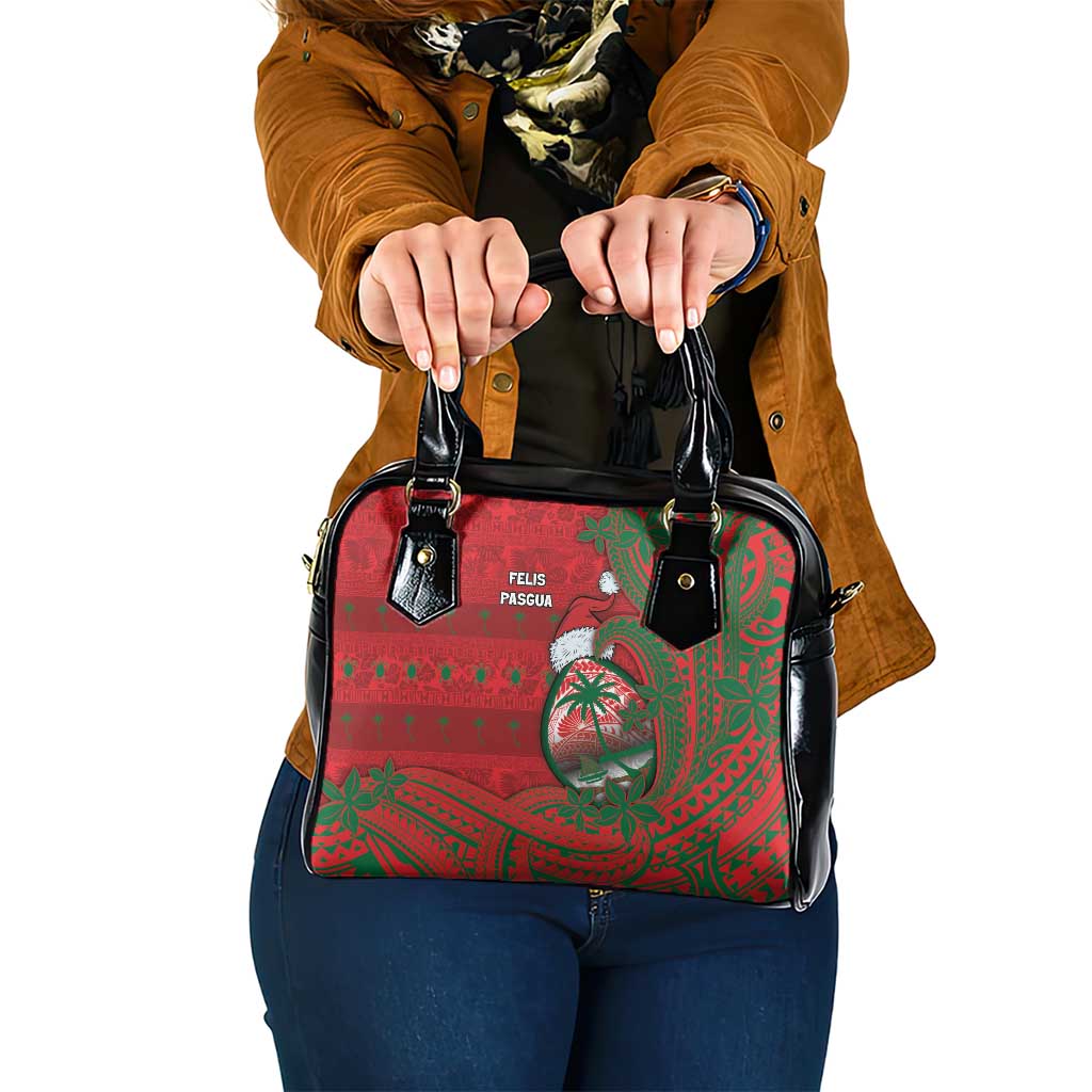 Guam Christmas Shoulder Handbag Chamorro Seal Hat Santa Tribal Waves DT05 One Size Red - Polynesian Pride