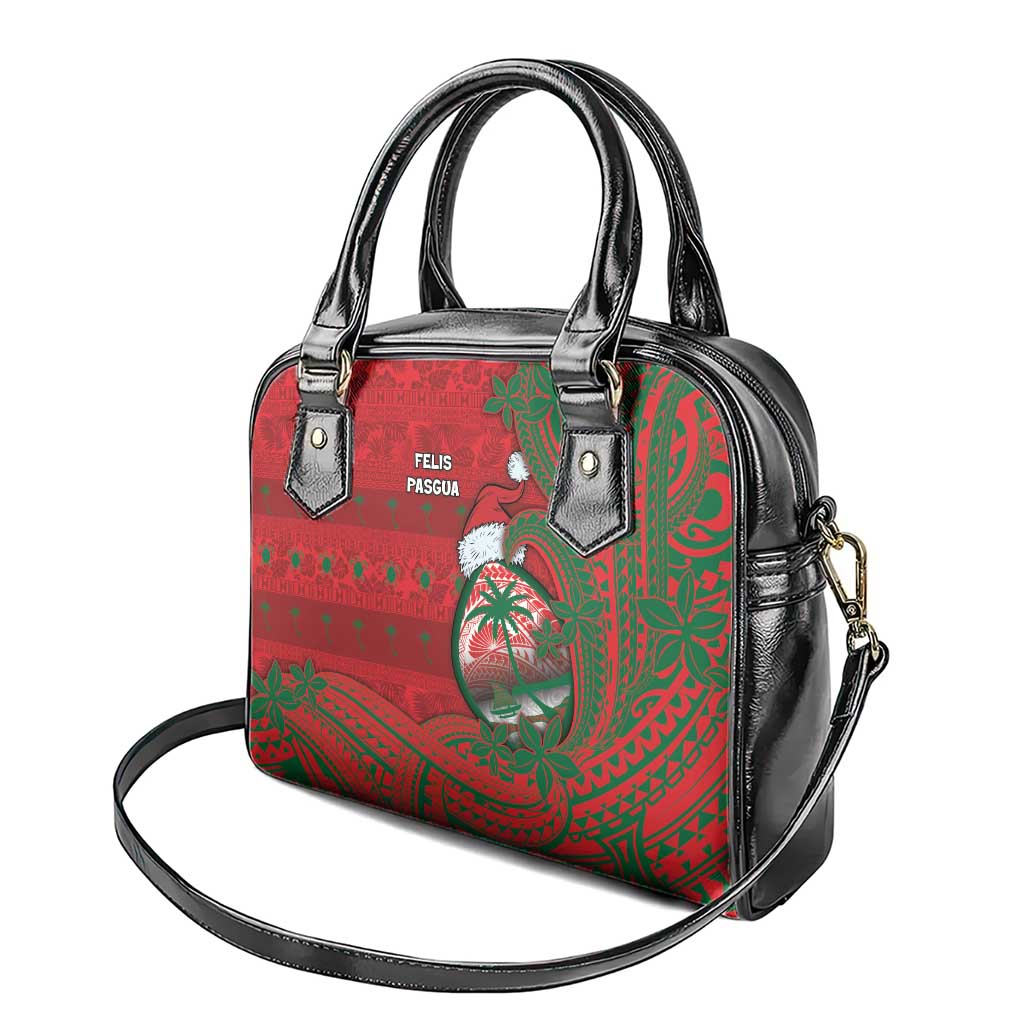 Guam Christmas Shoulder Handbag Chamorro Seal Hat Santa Tribal Waves DT05 - Polynesian Pride