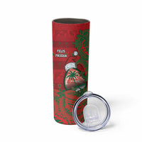 Guam Christmas Skinny Tumbler Chamorro Seal Hat Santa Tribal Waves DT05 - Polynesian Pride