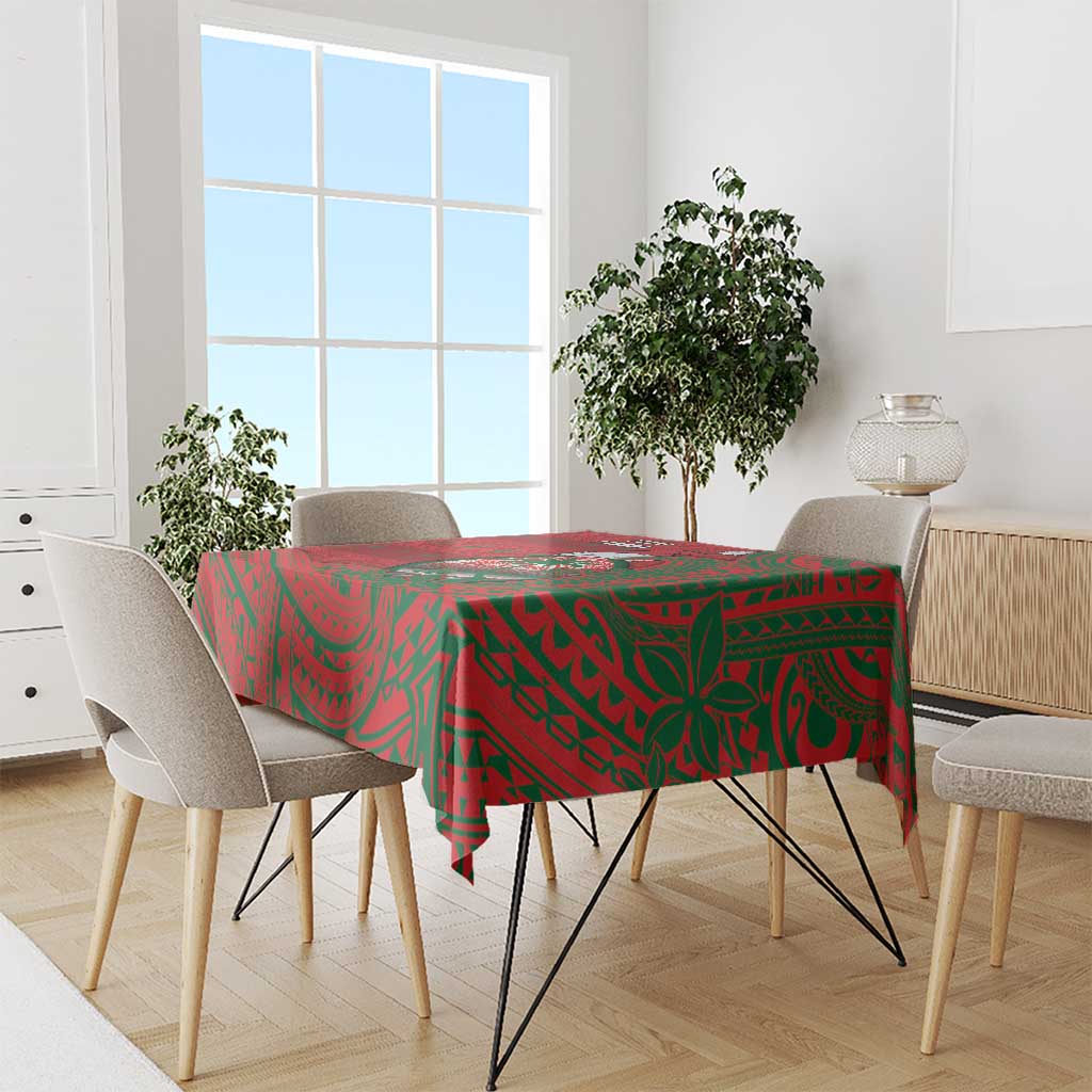 Guam Christmas Tablecloth Chamorro Seal Hat Santa Tribal Waves - Polynesian Pride