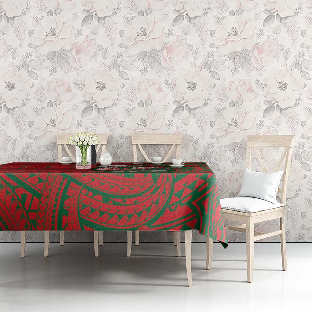 Guam Christmas Tablecloth Chamorro Seal Hat Santa Tribal Waves - Polynesian Pride