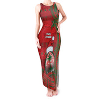 Guam Christmas Tank Maxi Dress Chamorro Seal Hat Santa Tribal Waves DT05 Women Red - Polynesian Pride