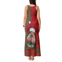Guam Christmas Tank Maxi Dress Chamorro Seal Hat Santa Tribal Waves DT05 - Polynesian Pride