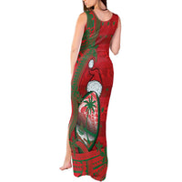 Guam Christmas Tank Maxi Dress Chamorro Seal Hat Santa Tribal Waves DT05 - Polynesian Pride