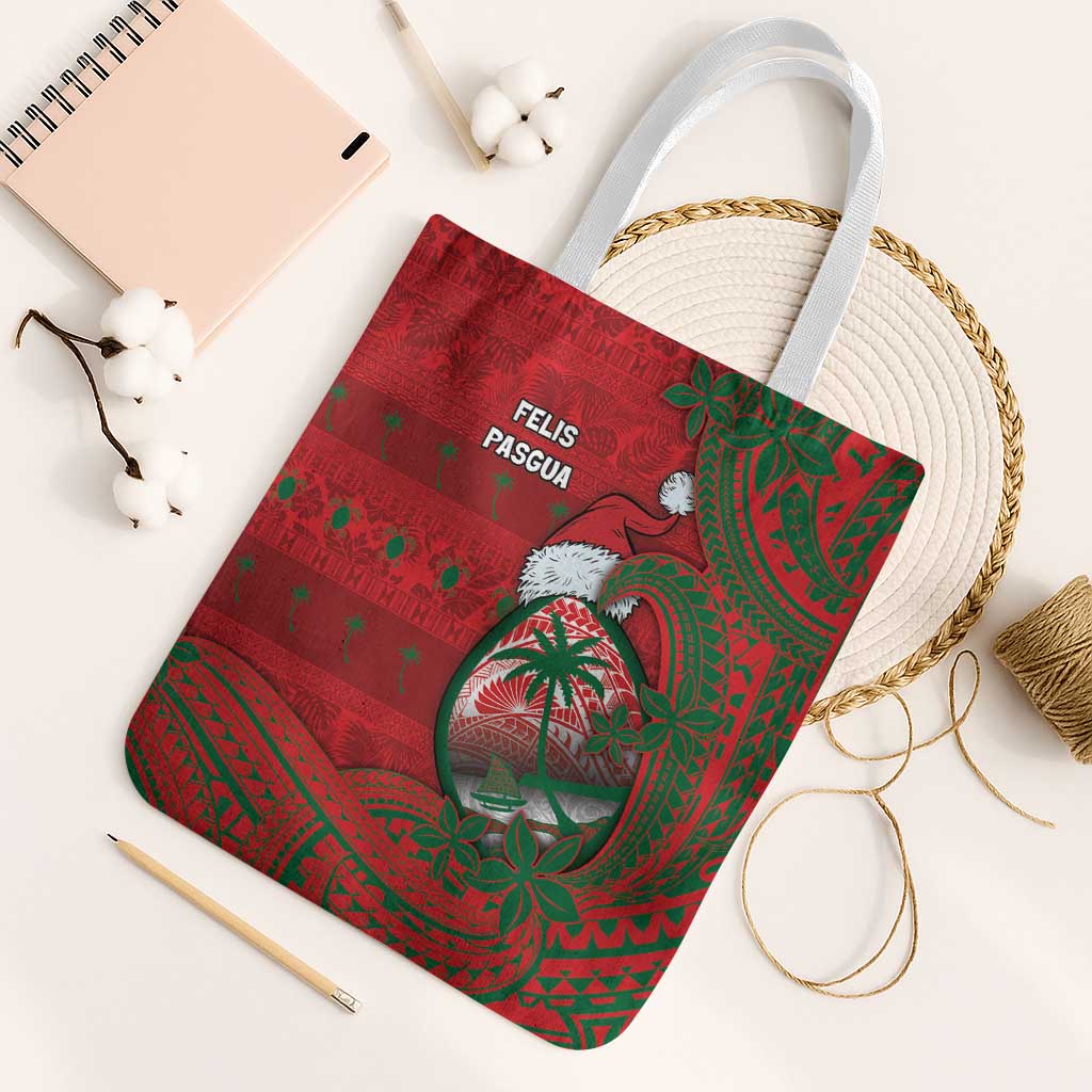 Guam Christmas Tote Bag Chamorro Seal Hat Santa Tribal Waves - Polynesian Pride