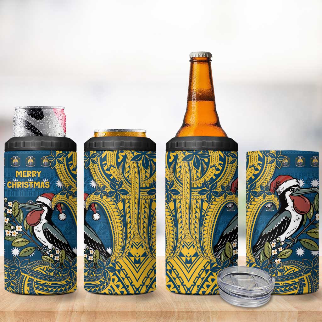 Nauru Christmas 4 in 1 Can Cooler Tumbler Frigatebird Bird Santa Tribal Waves DT05 - Polynesian Pride