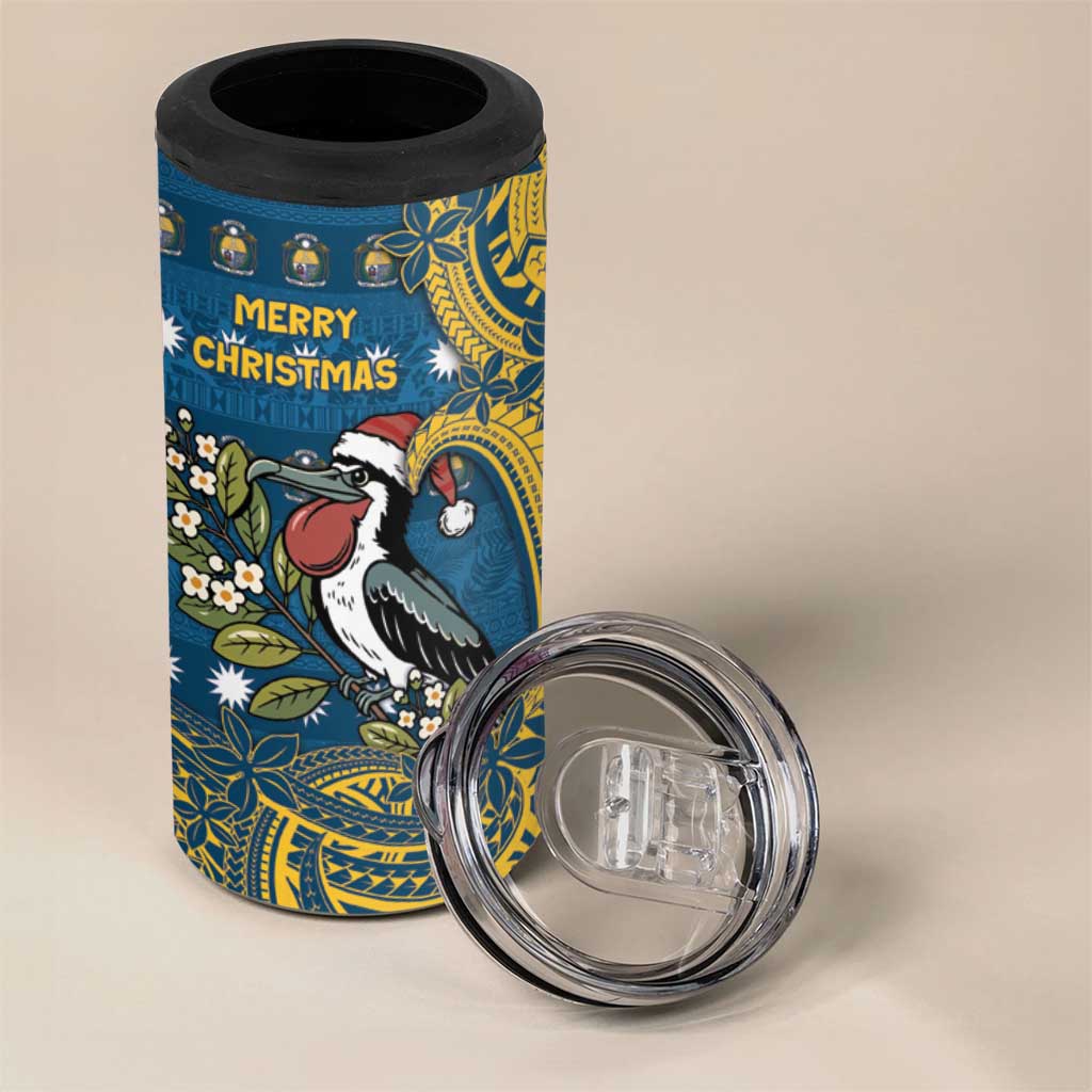 Nauru Christmas 4 in 1 Can Cooler Tumbler Frigatebird Bird Santa Tribal Waves DT05 - Polynesian Pride
