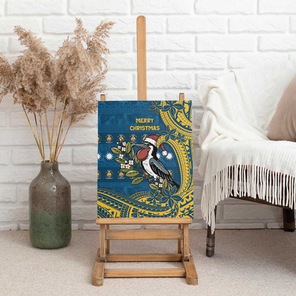 Nauru Christmas Canvas Wall Art Frigatebird Bird Santa Tribal Waves - Polynesian Pride
