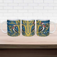 Nauru Christmas Ceramic Mug Frigatebird Bird Santa Tribal Waves - Polynesian Pride