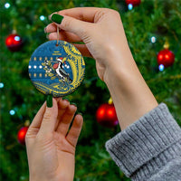 Nauru Christmas Ceramic Ornament Frigatebird Bird Santa Tribal Waves - Polynesian Pride