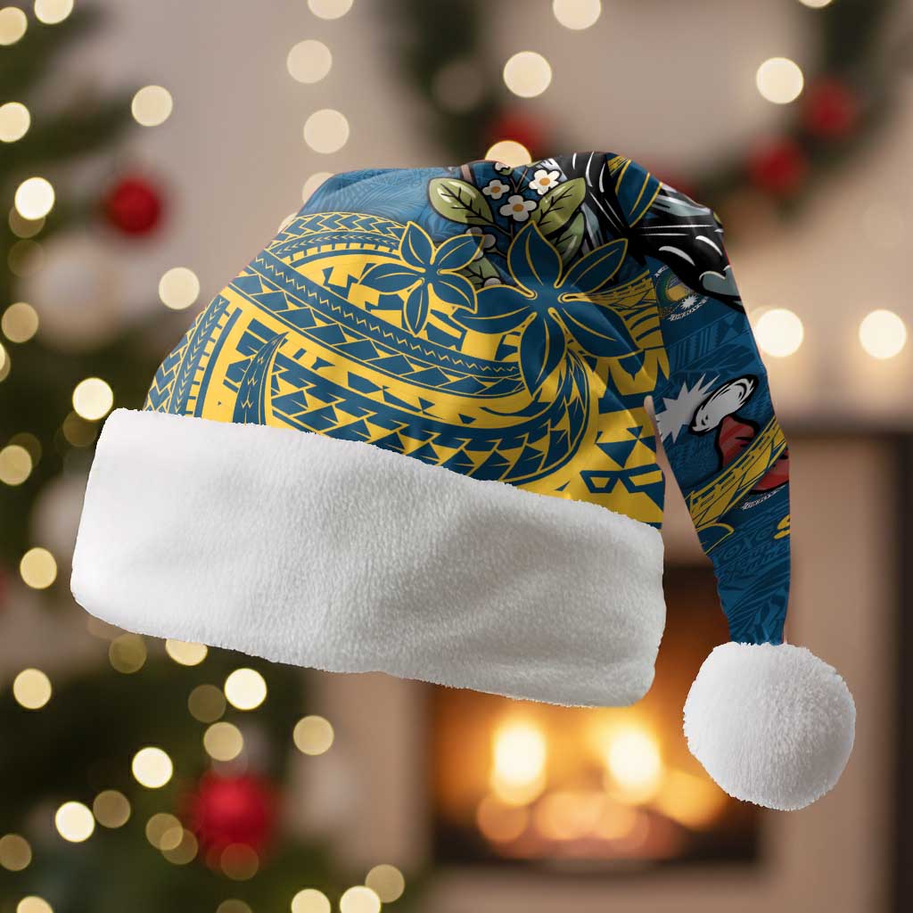Nauru Christmas Santa Hat Frigatebird Bird Santa Tribal Waves - Polynesian Pride