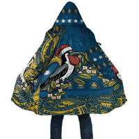 Nauru Christmas Cloak Frigatebird Bird Santa Tribal Waves DT05 Unisex Deep Blue - Polynesian Pride