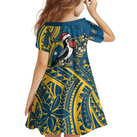Nauru Christmas Family Matching Off Shoulder Maxi Dress and Hawaiian Shirt Frigatebird Bird Santa Tribal Waves DT05 - Polynesian Pride