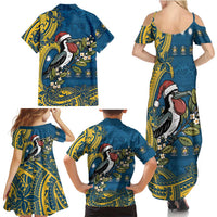 Nauru Christmas Family Matching Summer Maxi Dress and Hawaiian Shirt Frigatebird Bird Santa Tribal Waves DT05 - Polynesian Pride