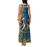 Nauru Christmas Family Matching Tank Maxi Dress and Hawaiian Shirt Frigatebird Bird Santa Tribal Waves DT05 - Polynesian Pride