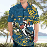 Nauru Christmas Hawaiian Shirt Frigatebird Bird Santa Tribal Waves - Polynesian Pride