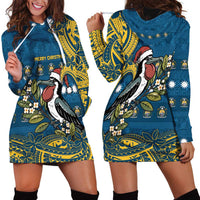 Nauru Christmas Hoodie Dress Frigatebird Bird Santa Tribal Waves DT05 - Polynesian Pride