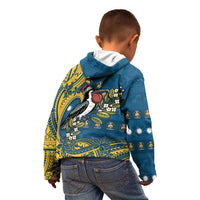 Nauru Christmas Kid Hoodie Frigatebird Bird Santa Tribal Waves - Polynesian Pride