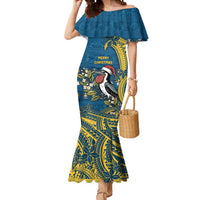 Nauru Christmas Mermaid Dress Frigatebird Bird Santa Tribal Waves DT05 Women Deep Blue - Polynesian Pride