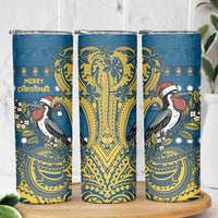 Nauru Christmas Skinny Tumbler Frigatebird Bird Santa Tribal Waves DT05 - Polynesian Pride